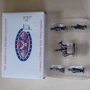 5 Piece Americana Pewter Collection Miniature Solid Pewter Figurines AH19